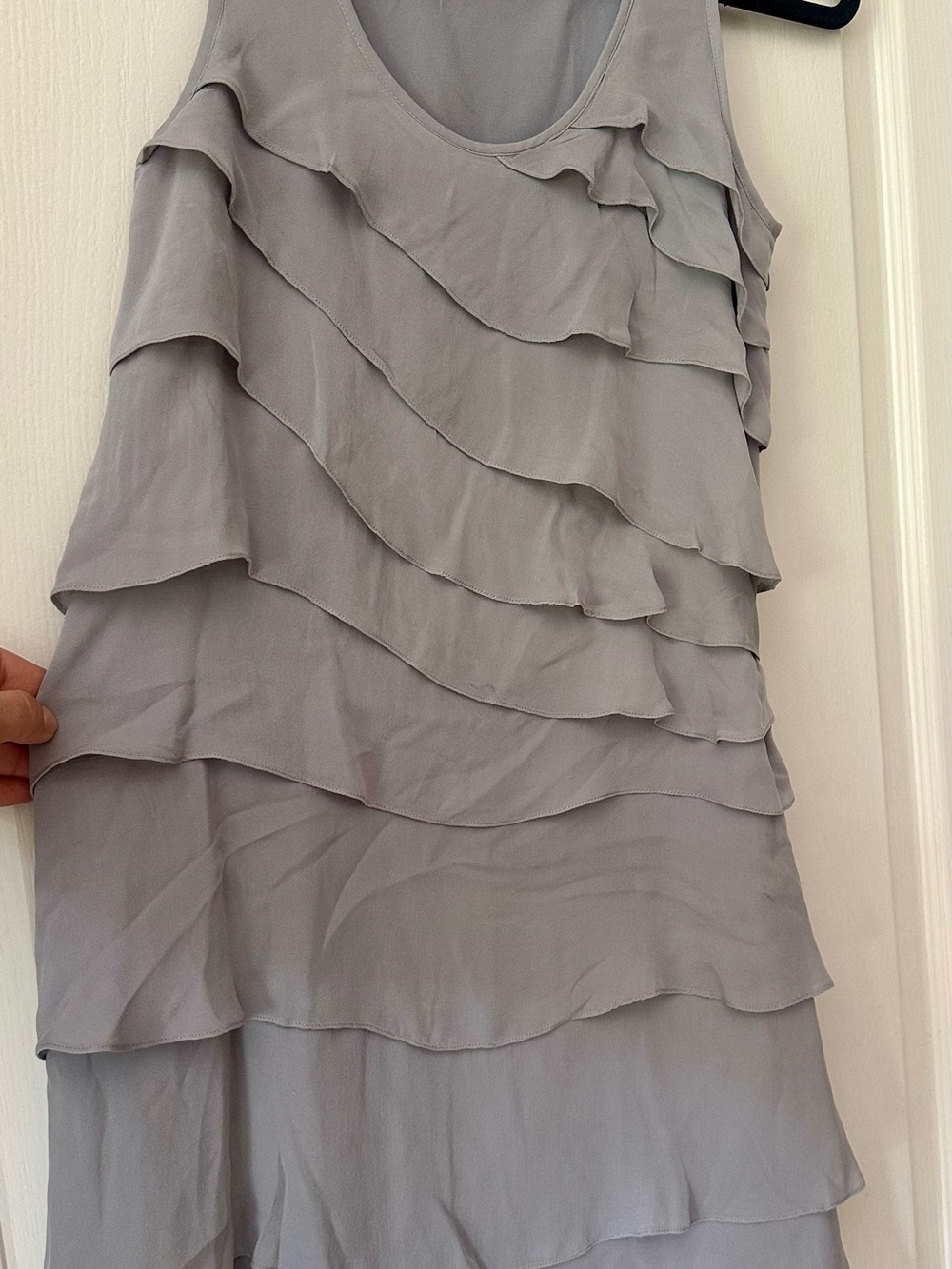 INC International Concepts Light Gray Tiered Ruffle Midi Dress